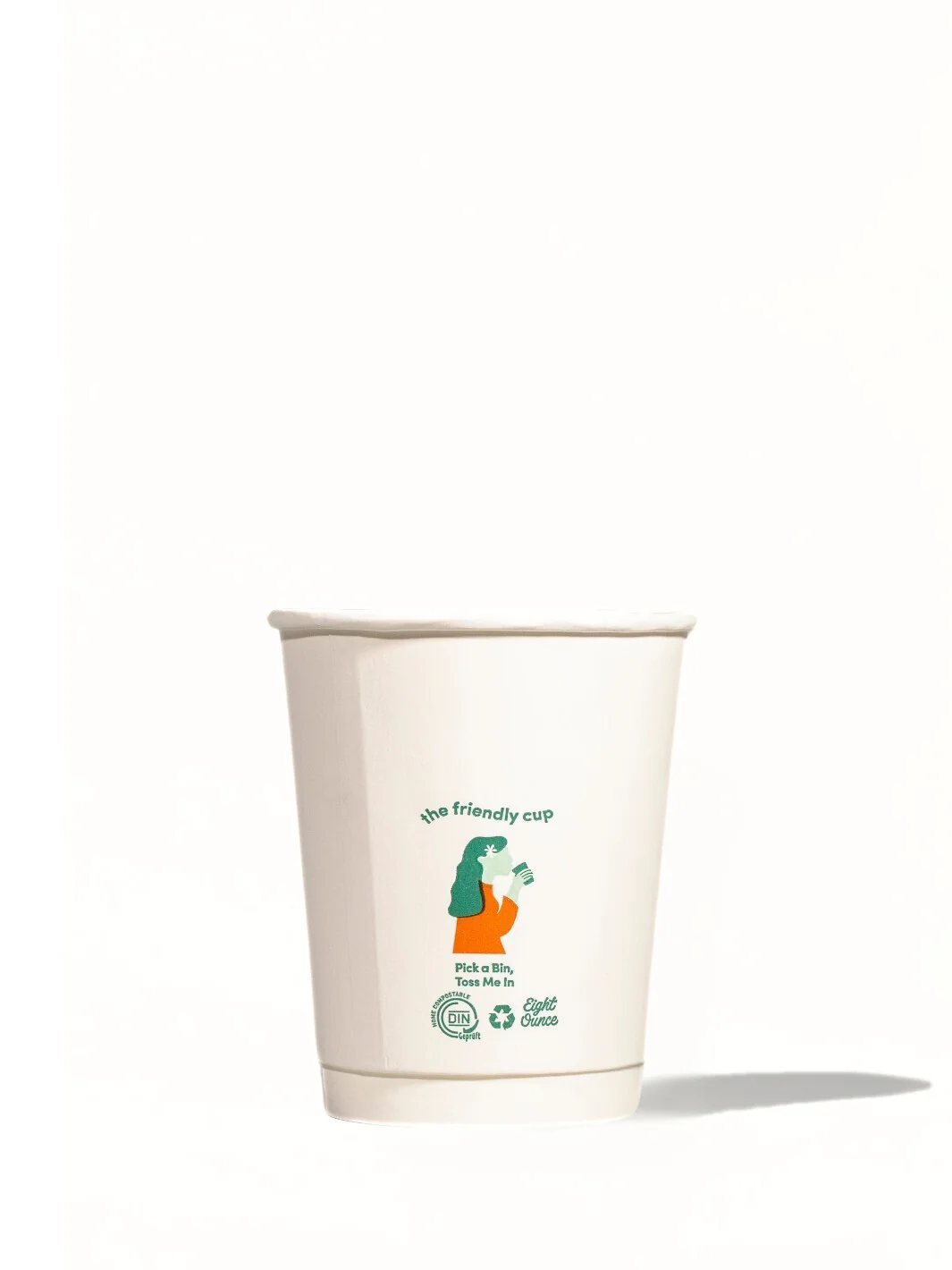 LITTLE GREEN PANDA Home Compostable Double Wall Paper Cup (500-Pack) (White) - Image 3