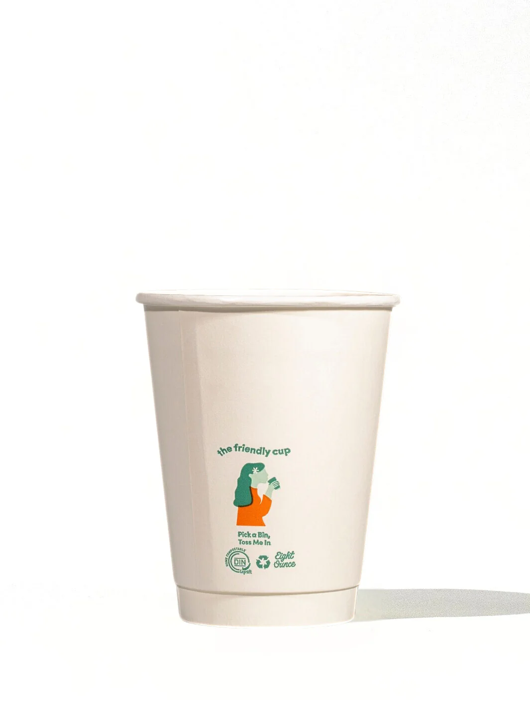 LITTLE GREEN PANDA Home Compostable Double Wall Paper Cup (500-Pack) (White) - Image 7