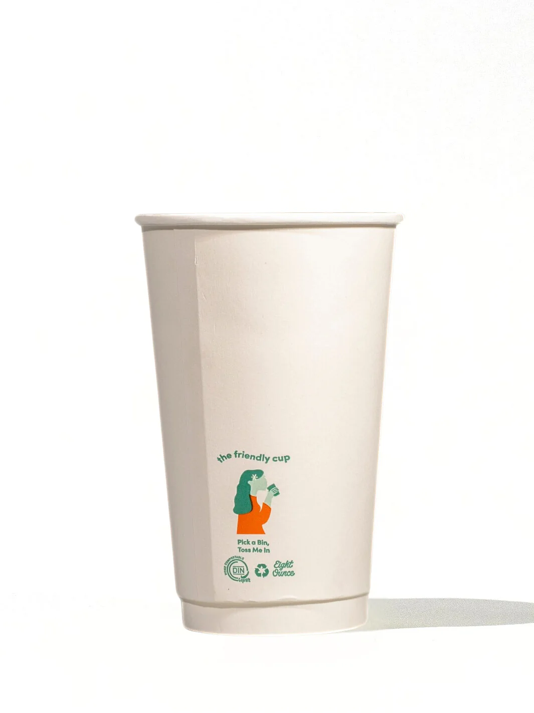 LITTLE GREEN PANDA Home Compostable Double Wall Paper Cup (500-Pack) (White) - Image 9