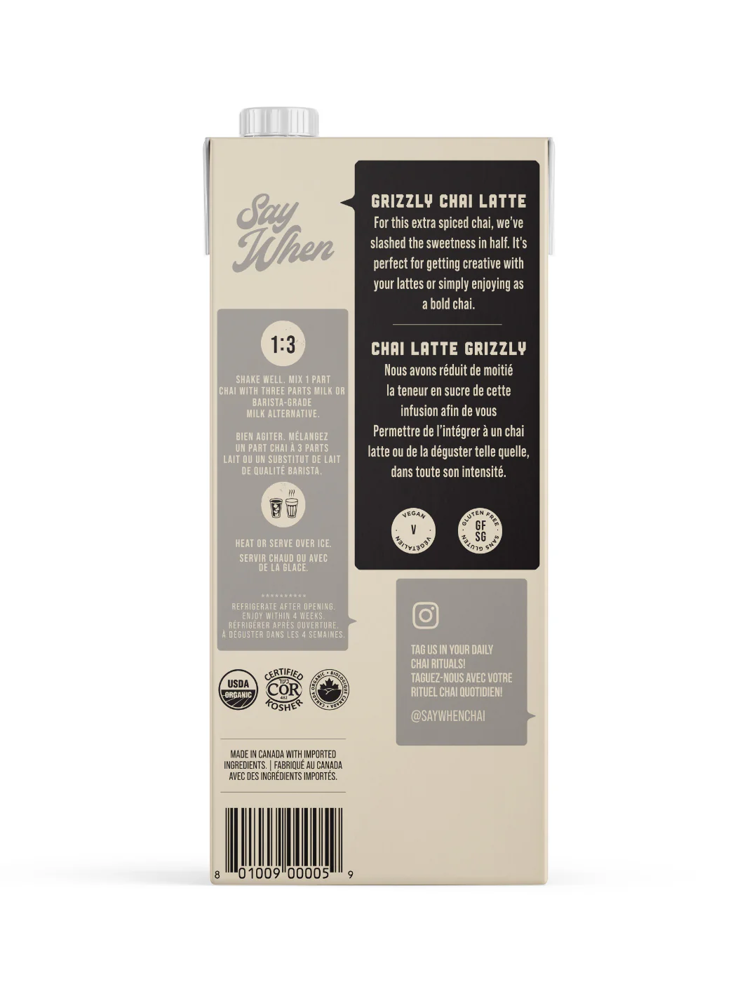 SAY WHEN Organic Grizzly Chai Concentrate (Half Sweet & Extra Spiced) - Image 4