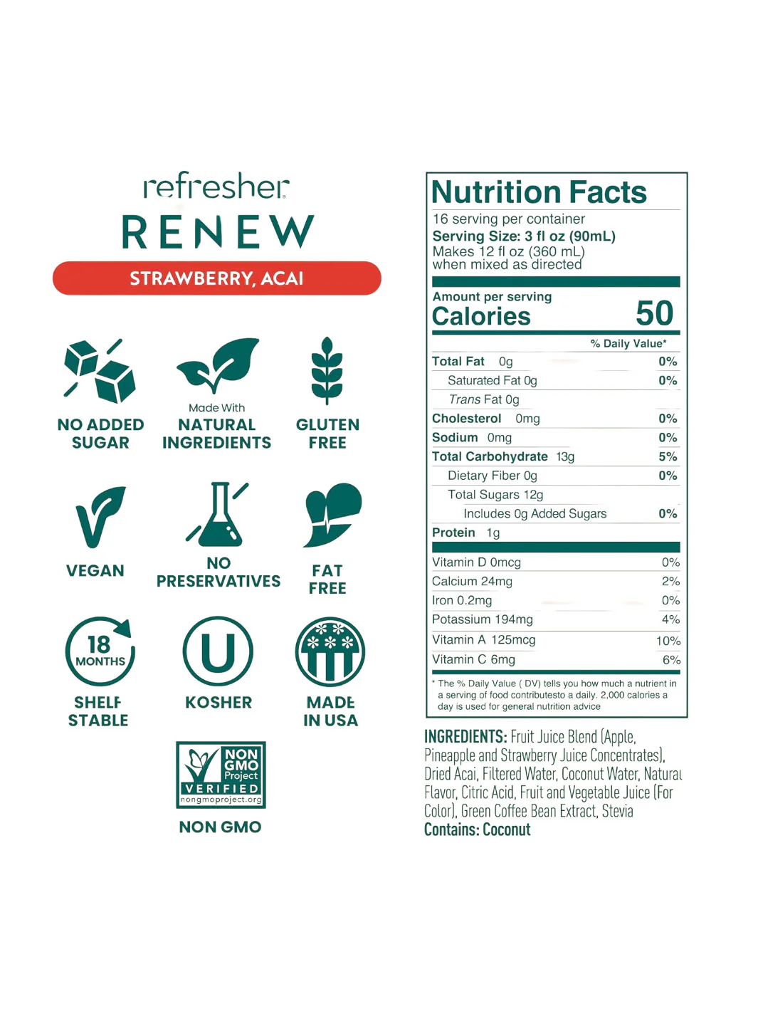 SmartFruit Renew Refresher (1419.53ml/48oz) (Strawberry, Açaí) - Image 2