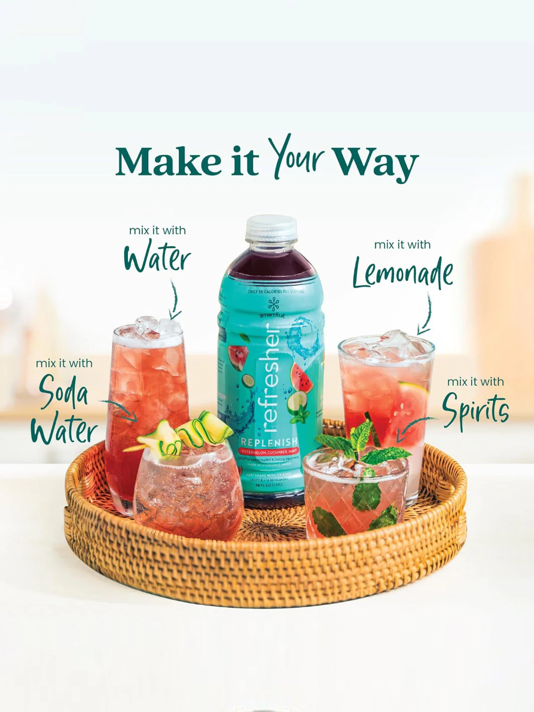 SmartFruit Replenish Refresher (1419.53ml/48oz) (Watermelon, Cucumber, Mint) - Image 6