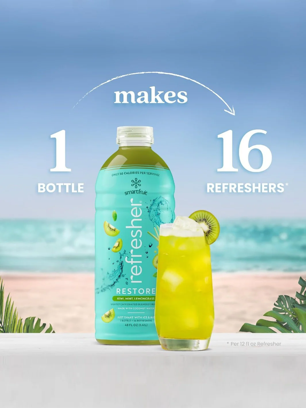 SmartFruit Restore Refresher (1419.53ml/48oz) (Kiwi, Lemongrass, Mint) - Image 4
