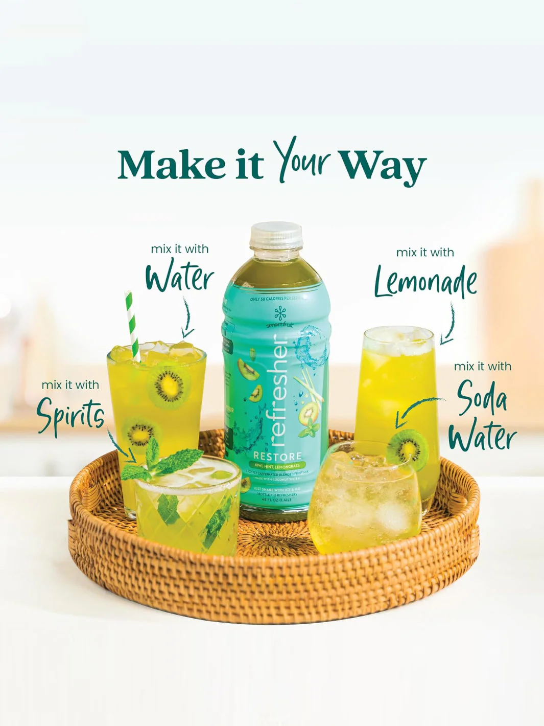SmartFruit Restore Refresher (1419.53ml/48oz) (Kiwi, Lemongrass, Mint) - Image 6