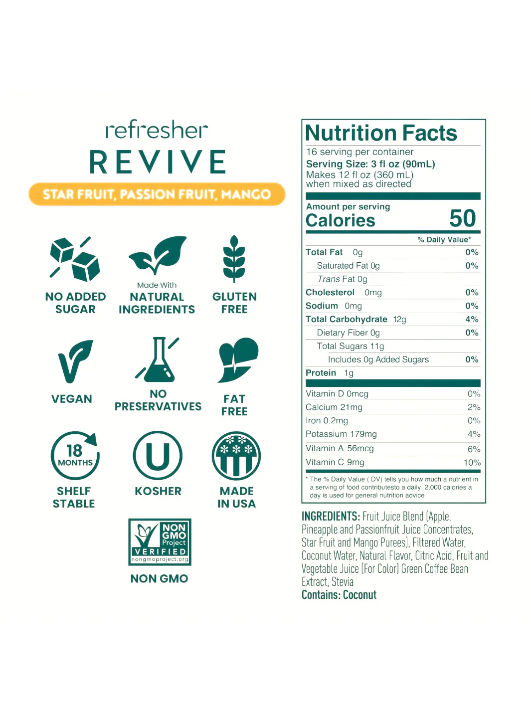 SmartFruit Revive Refresher (1419.53ml/48oz) (Star Fruit, Passion Fruit, Mango) - Image 2