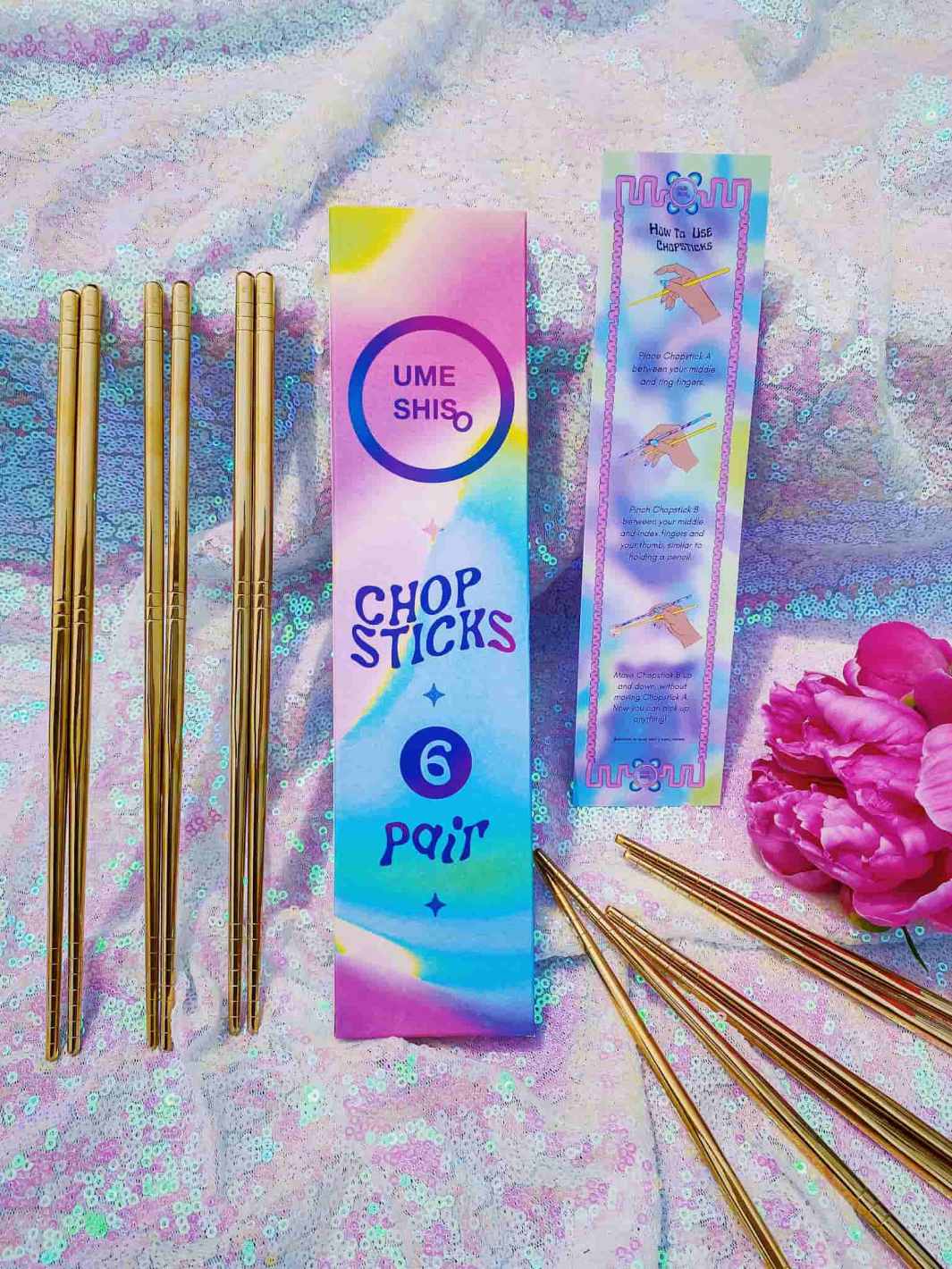 UMESHISO Chopsticks (6-Pairs) (Gold) (Lightly Used) - Image 7